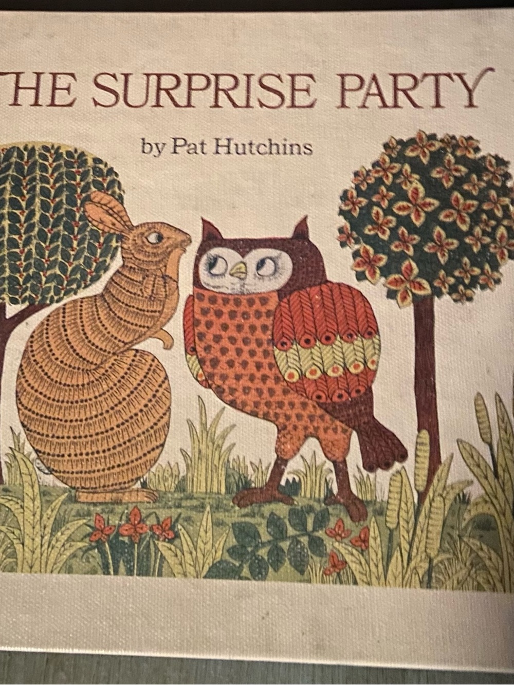 Vintage illustrated children’s book Woodland Surprise Party Owl tree botanical